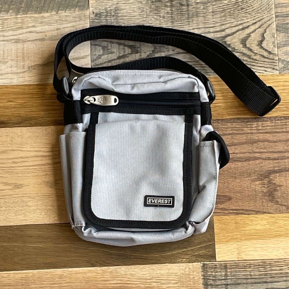 Everest Gray Black Small Crossbody Shoulder Bag Organizer Travel Utility